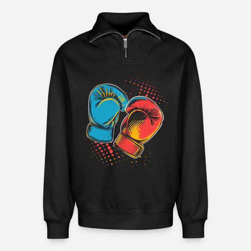 Gants de boxe Graphic - Sweat unisexe décontracté en coton biologique à demi-zip – de SPREAD - noir