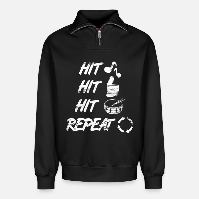 Snare Drums Spruch - Relaxed Unisex Organic Half Zip Sweatshirt – von SPREAD - Schwarz