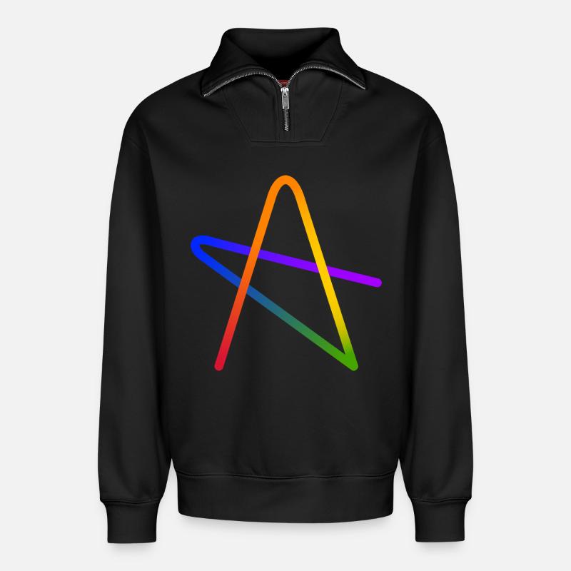 Rainbow A Stern Geschenk - Relaxed Unisex Organic Half Zip Sweatshirt – von SPREAD - Schwarz