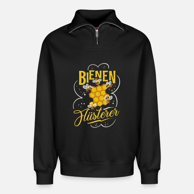 Bienen Flüsterer - Relaxed Unisex Organic Half Zip Sweatshirt – von SPREAD - Schwarz