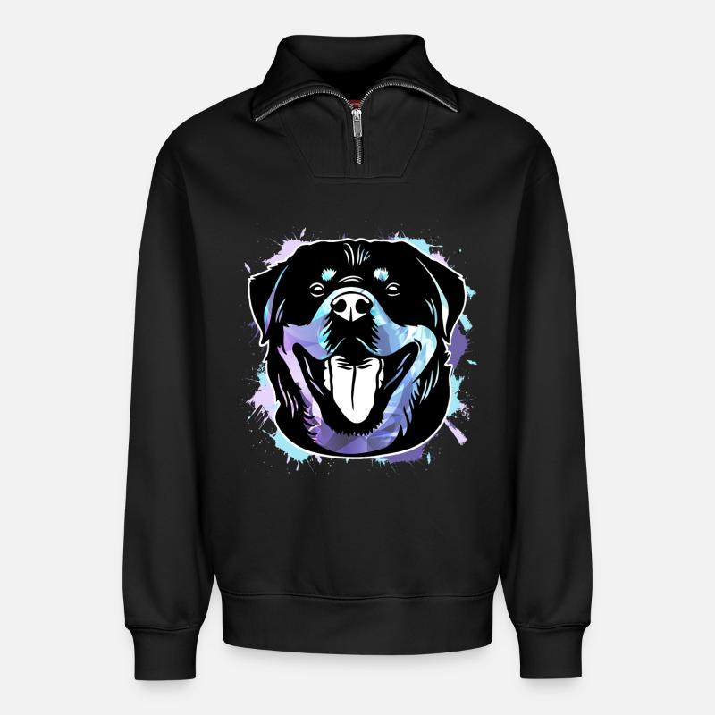 Rottweiler  - Relaxed Unisex Organic Half Zip Sweatshirt – von SPREAD - Schwarz
