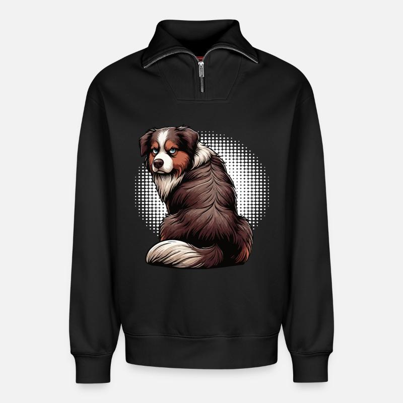 Australian Shepherd Aussie Aussiebesitzer Aussies - Relaxed Unisex Organic Half Zip Sweatshirt – von SPREAD - Schwarz