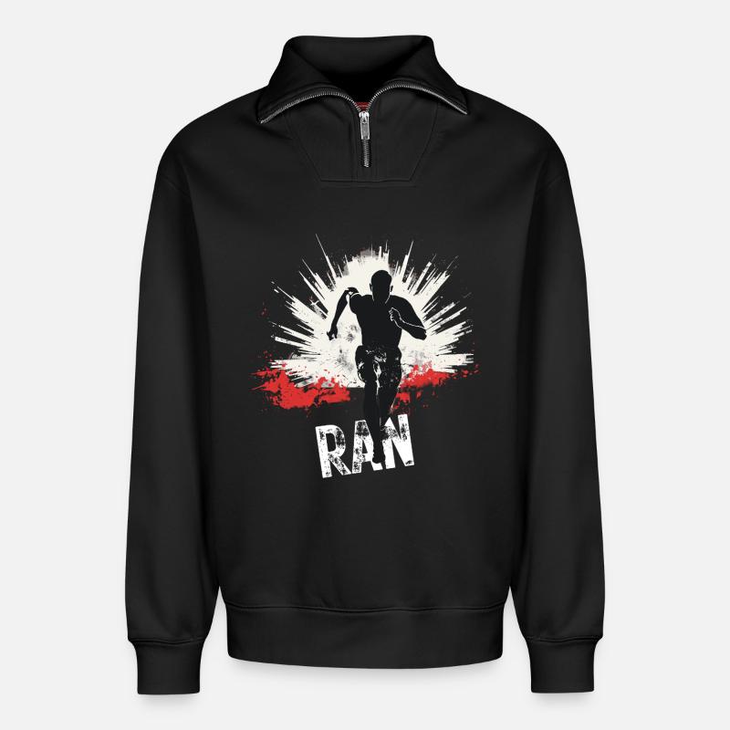 Running Jogging Runner Sprint Design - Relaxed Unisex Organic Half Zip Sweatshirt – von SPREAD - Schwarz