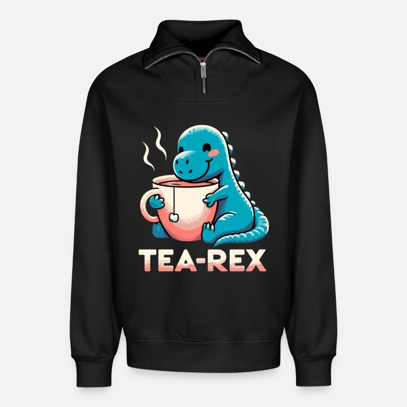 Tee Rex Tee-Rex Teetrinker Geschenk - Relaxed Unisex Organic Half Zip Sweatshirt – von SPREAD - Schwarz