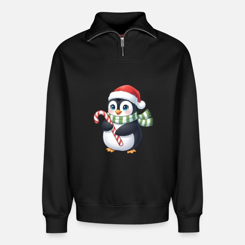 Weihnachtspinguin - eine tolle Geschenkidee - Relaxed Unisex Organic Half Zip Sweatshirt – von SPREAD - Schwarz