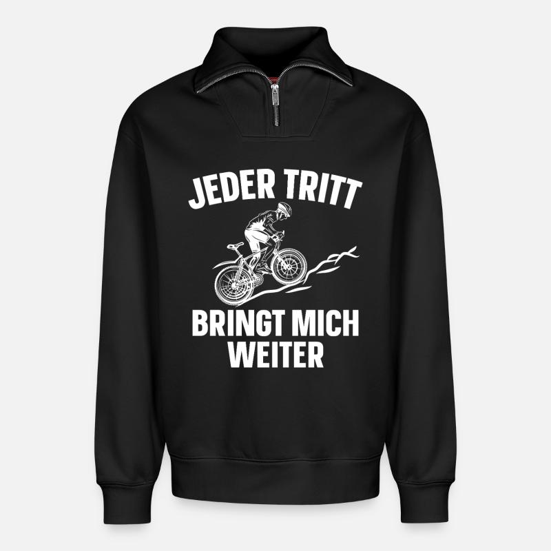 Jeder Tritt Bringt Mich Weiter - Relaxed Unisex Organic Half Zip Sweatshirt – von SPREAD - Schwarz