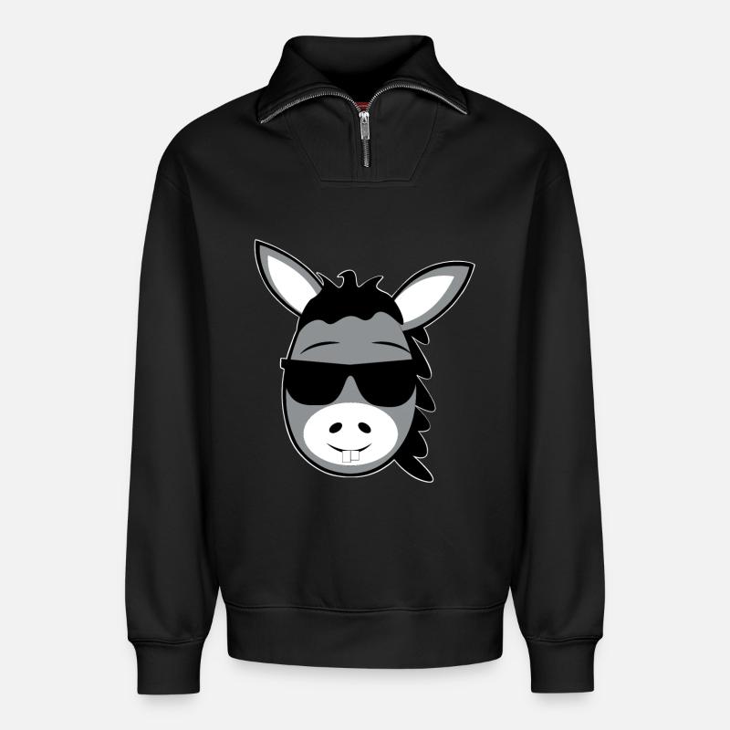 Esel - Relaxed Unisex Organic Half Zip Sweatshirt – von SPREAD - Schwarz