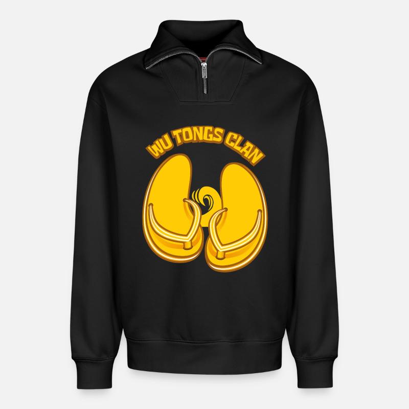 Der Flip-Flop-Clan - Relaxed Unisex Organic Half Zip Sweatshirt – von SPREAD - Schwarz