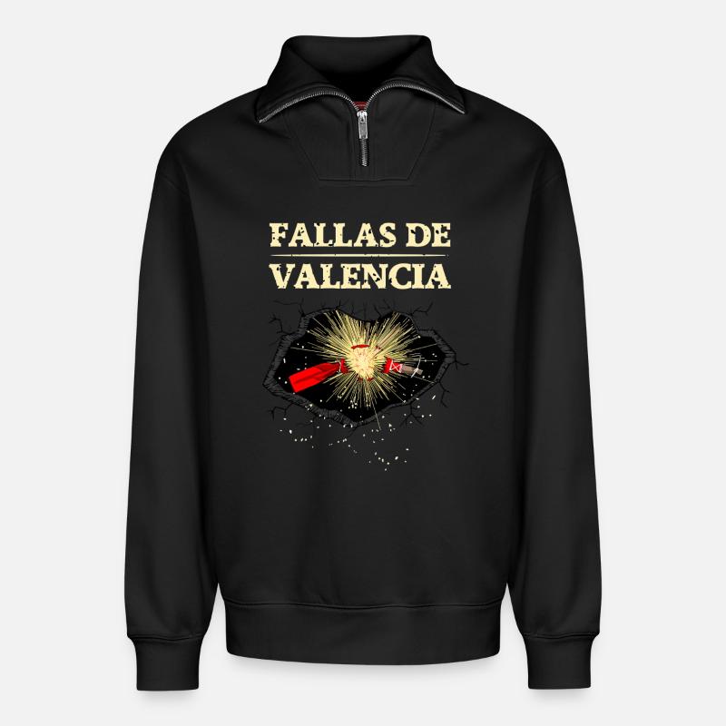 Fallas de Valencia Explosions  - Relaxed Unisex Organic Half Zip Sweatshirt – von SPREAD - Schwarz
