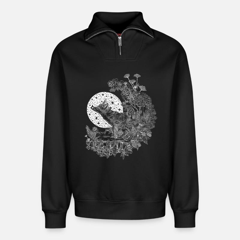 FUCHS & NACHTHIMMEL - Relaxed Unisex Organic Half Zip Sweatshirt – von SPREAD - Schwarz