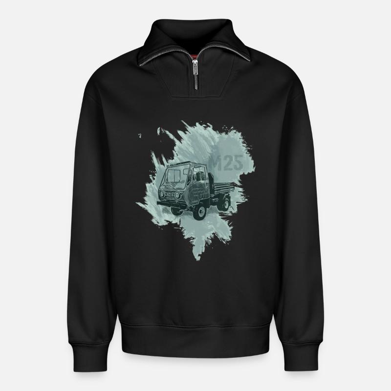 M25 Multicar - Relaxed Unisex Organic Half Zip Sweatshirt – von SPREAD - Schwarz