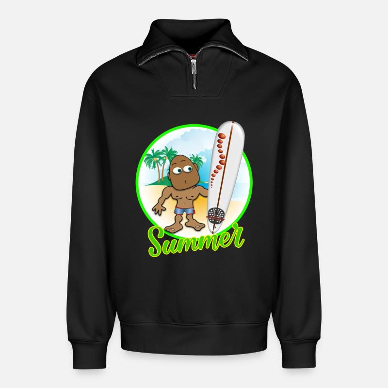 Summer 2023 - Relaxed Unisex Organic Half Zip Sweatshirt – by SPREAD - black