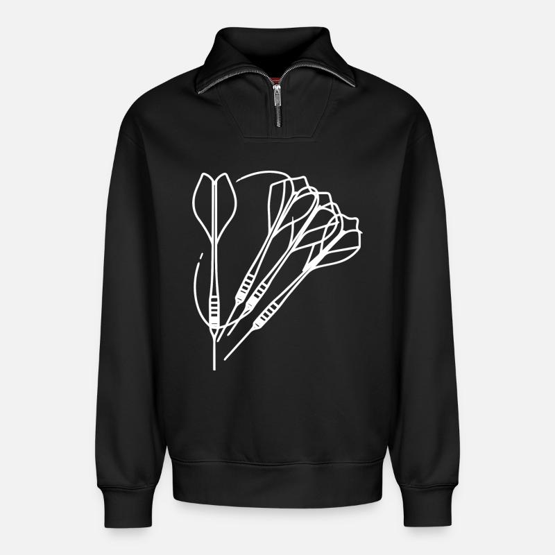 Dart Drawing - Relaxed Unisex Organic Half Zip Sweatshirt – by SPREAD - black