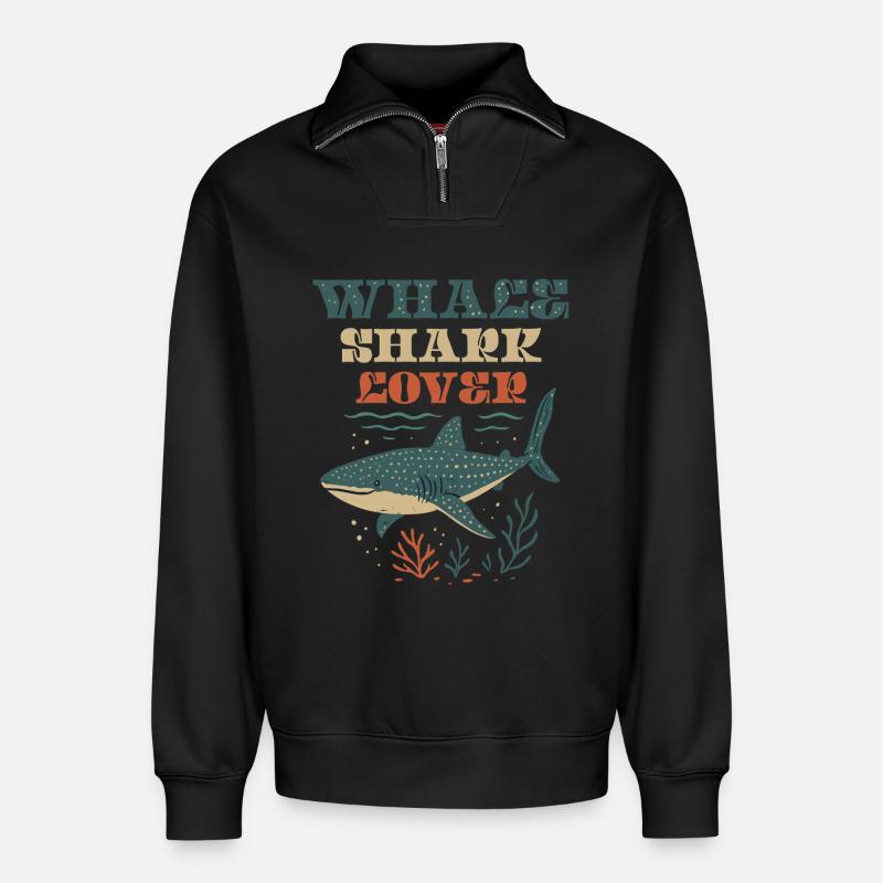 Whale Shark Lover - Relaxed Unisex Organic Half Zip Sweatshirt – von SPREAD - Schwarz