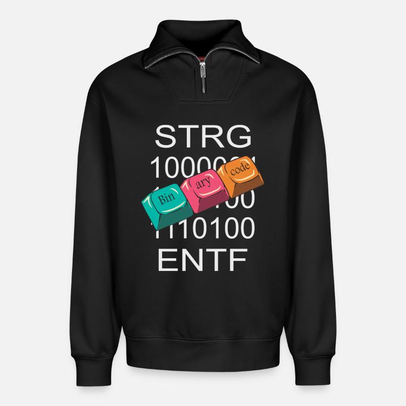 Computer Nerd - Relaxed Unisex Organic Half Zip Sweatshirt – von SPREAD - Schwarz