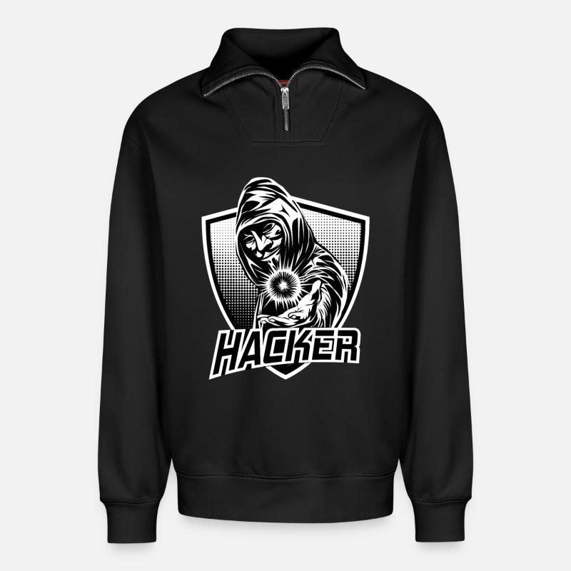 HACKER - Relaxed Unisex Organic Half Zip Sweatshirt – von SPREAD - Schwarz