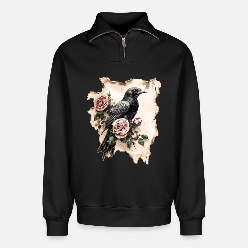 Raven - Relaxed Unisex Organic Half Zip Sweatshirt – by SPREAD - black