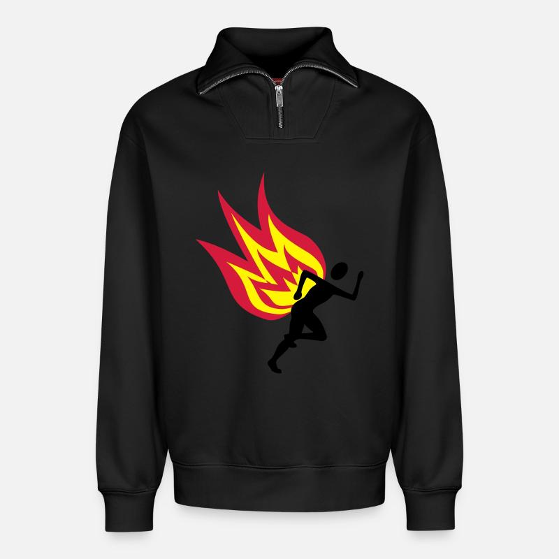 Feu de Jogger - Sweat unisexe décontracté en coton biologique à demi-zip – de SPREAD - noir