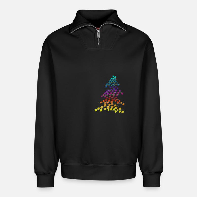Regenbogen Neon-Weihnachtsbaum – Dots & Lights - Relaxed Unisex Organic Half Zip Sweatshirt – von SPREAD - Schwarz