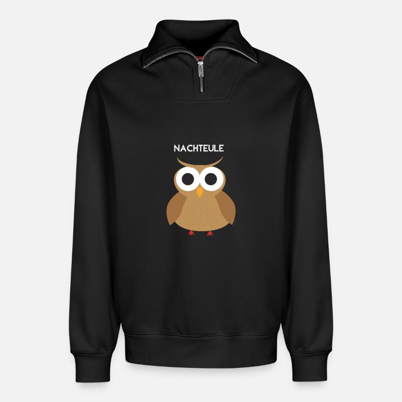 Nachteule Nachtschicht Nachts wach - Relaxed Unisex Organic Half Zip Sweatshirt – von SPREAD - Schwarz