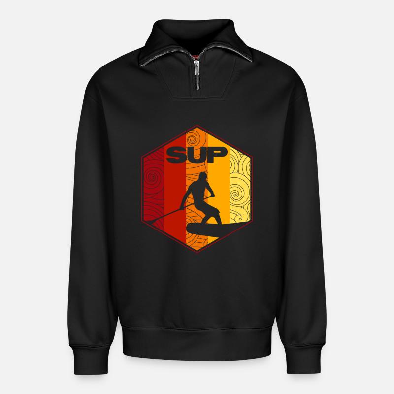 SUP Surf - Relaxed Unisex Organic Half Zip Sweatshirt – von SPREAD - Schwarz