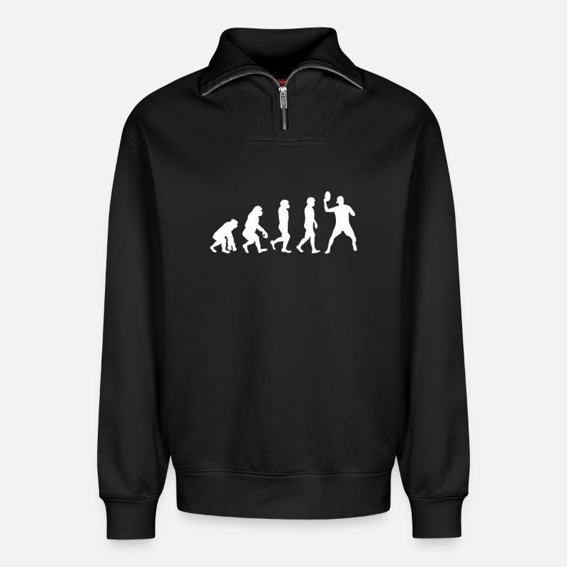Discgolf Evolution - Relaxed Unisex Organic Half Zip Sweatshirt – von SPREAD - Schwarz