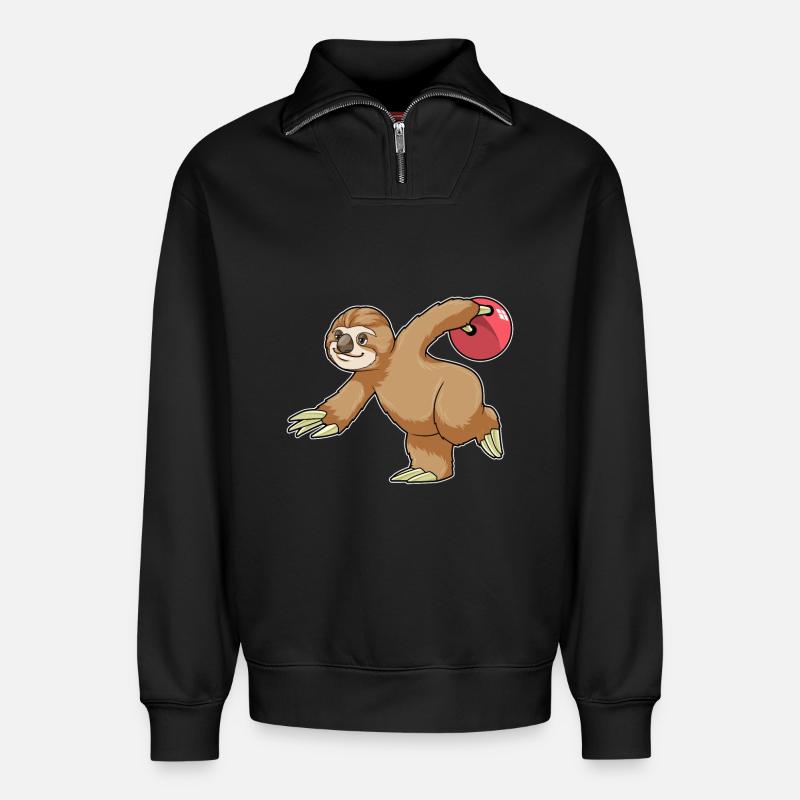 Faultier Bowling Bowlingkugel - Relaxed Unisex Organic Half Zip Sweatshirt – von SPREAD - Schwarz