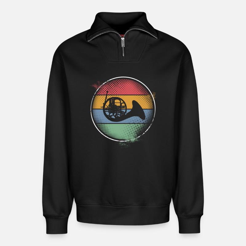 Bugle - Relaxed Unisex Organic Half Zip Sweatshirt – by SPREAD - black