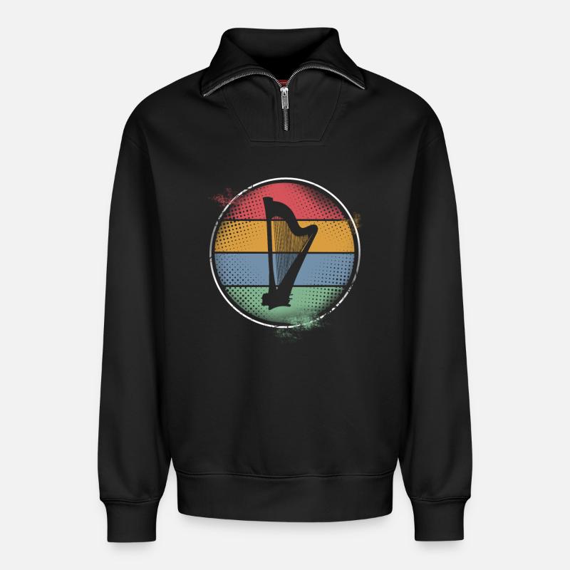 Harp - Relaxed Unisex Organic Half Zip Sweatshirt – by SPREAD - black
