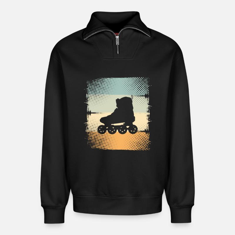 Inline Skates - Relaxed Unisex Organic Half Zip Sweatshirt – von SPREAD - Schwarz