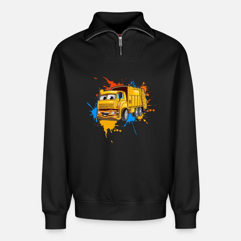 Müllabfuhr - Relaxed Unisex Organic Half Zip Sweatshirt – von SPREAD - Schwarz