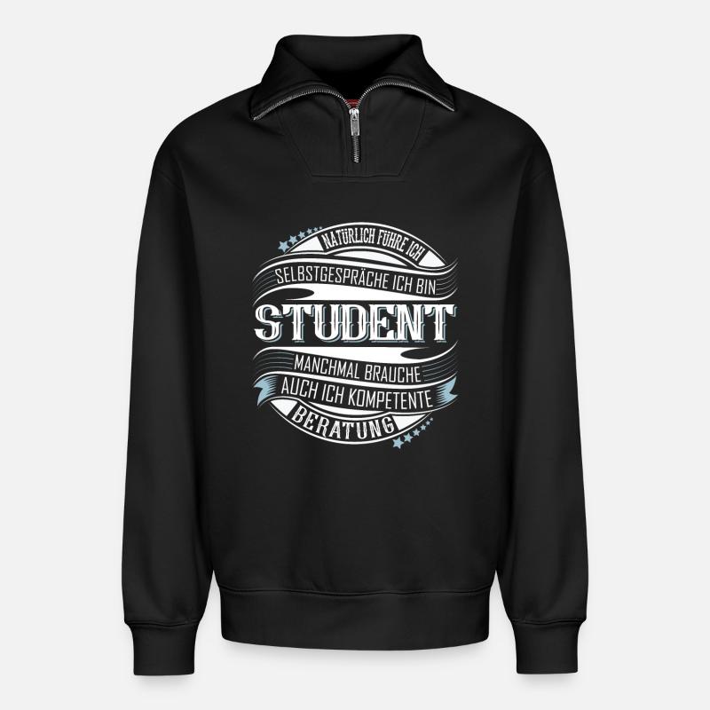 Student - Relaxed Unisex Organic Half Zip Sweatshirt – von SPREAD - Schwarz