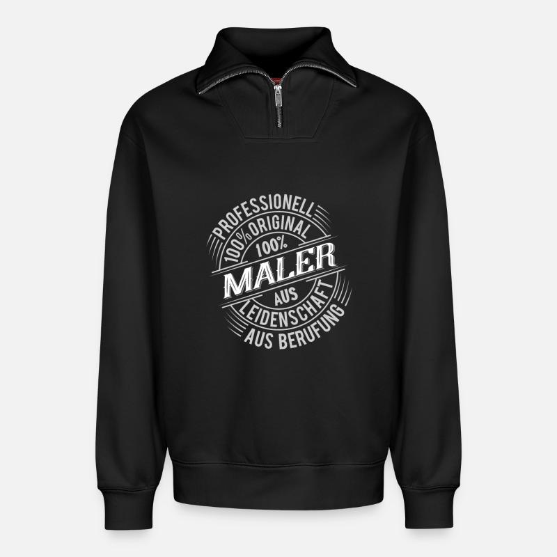 Maler - Relaxed Unisex Organic Half Zip Sweatshirt – von SPREAD - Schwarz