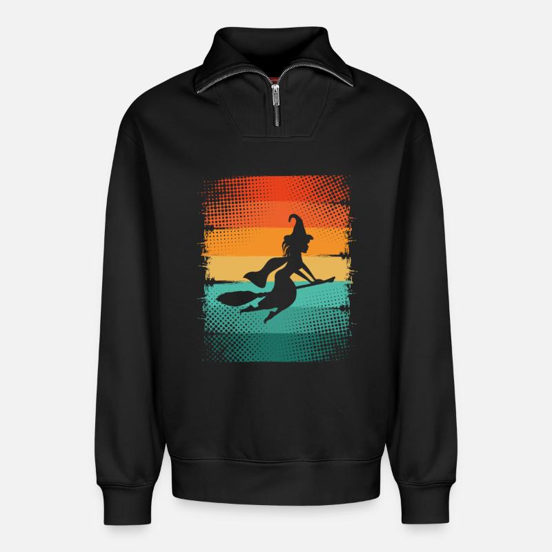 Witch - Relaxed Unisex Organic Half Zip Sweatshirt – by SPREAD - black
