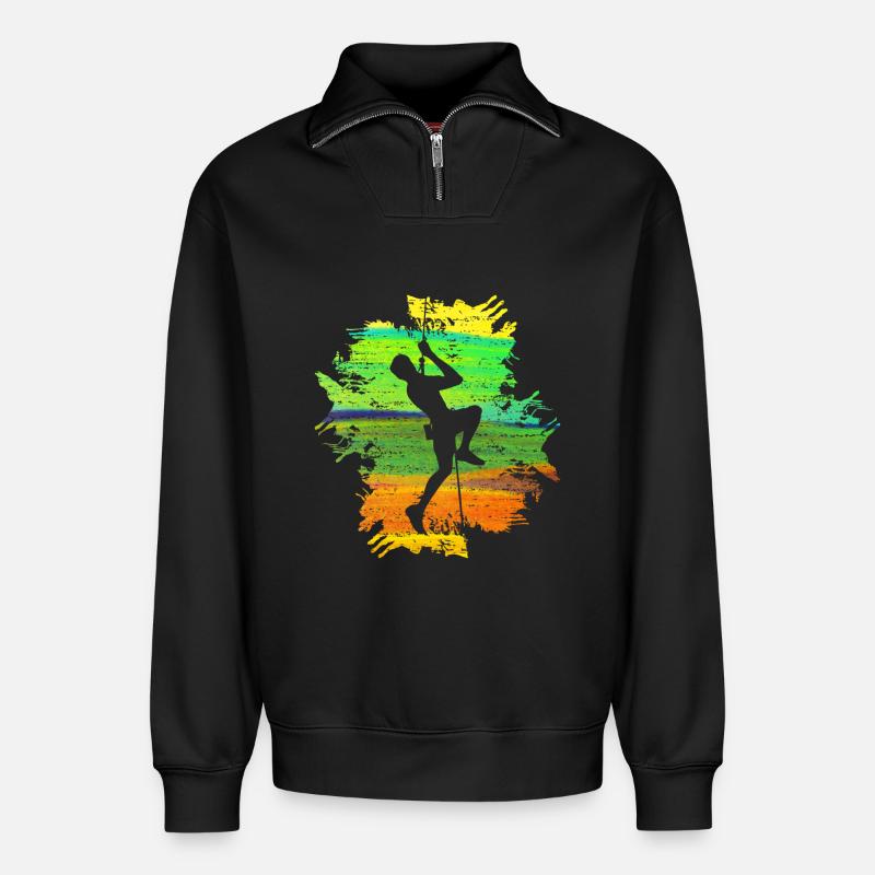 Climb Strong Männer Geschenk - Relaxed Unisex Organic Half Zip Sweatshirt – von SPREAD - Schwarz