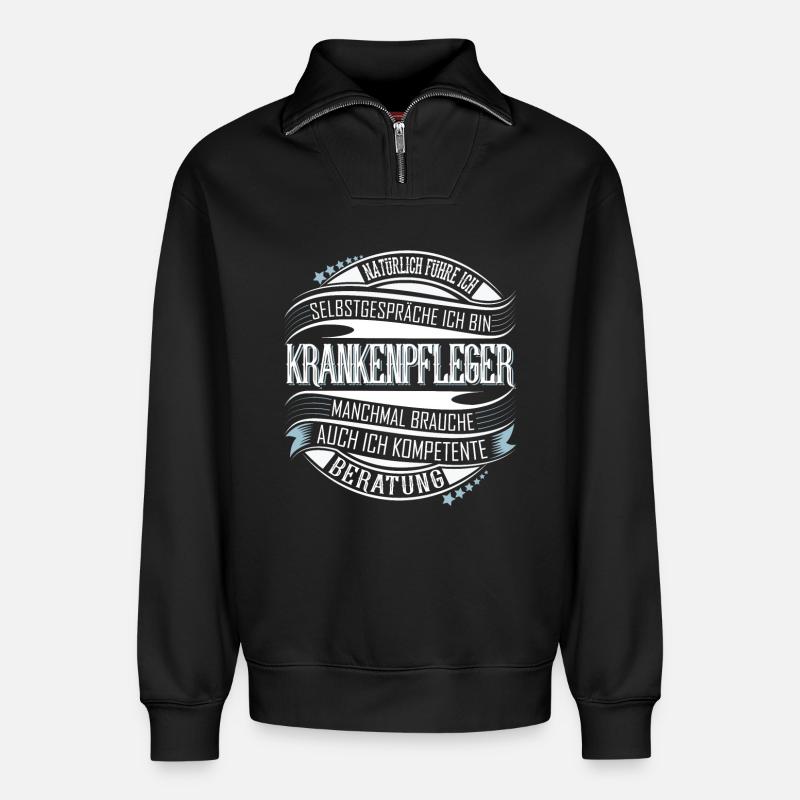 Krankenpfleger - Relaxed Unisex Organic Half Zip Sweatshirt – von SPREAD - Schwarz