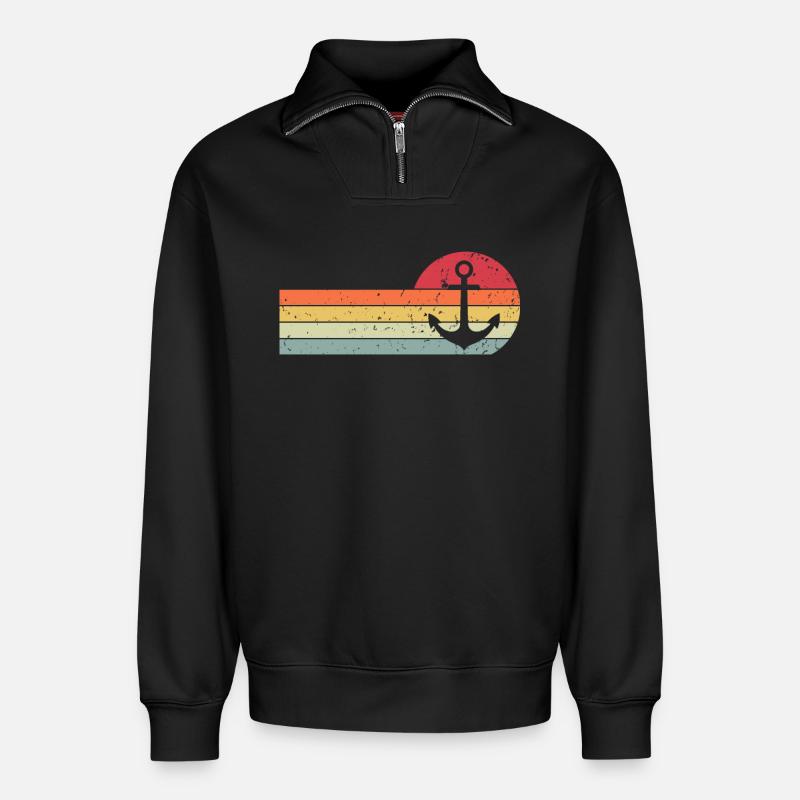 Anker - Relaxed Unisex Organic Half Zip Sweatshirt – von SPREAD - Schwarz