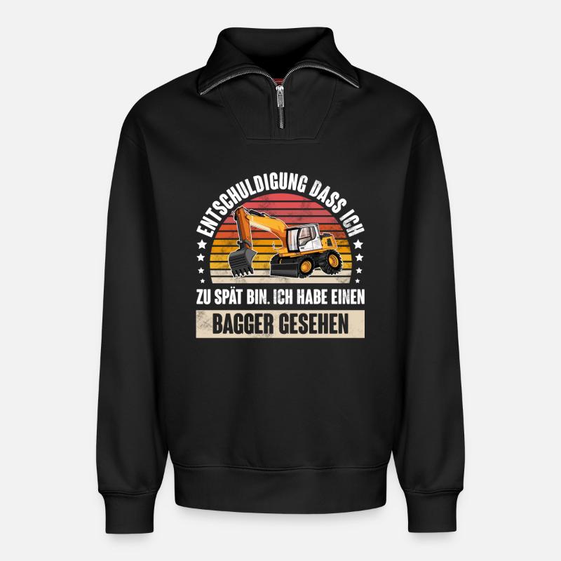 Bagger - Relaxed Unisex Organic Half Zip Sweatshirt – von SPREAD - Schwarz