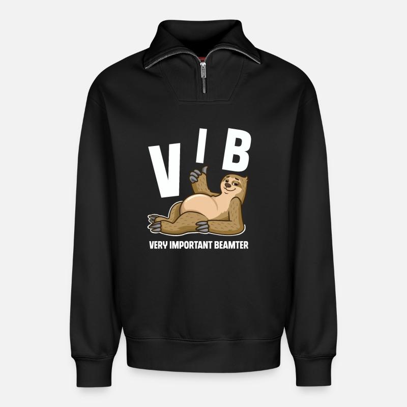 Beamter - Relaxed Unisex Organic Half Zip Sweatshirt – von SPREAD - Schwarz