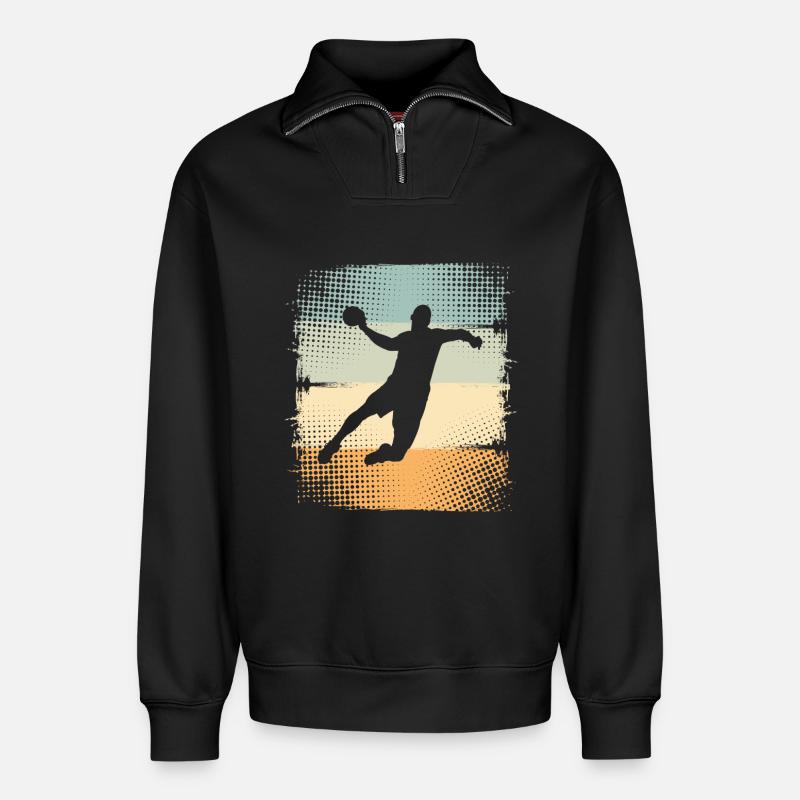 Handball - Relaxed Unisex Organic Half Zip Sweatshirt – von SPREAD - Schwarz