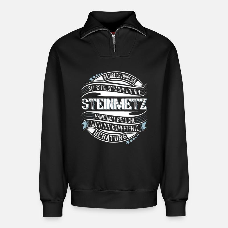Steinmetz - Relaxed Unisex Organic Half Zip Sweatshirt – von SPREAD - Schwarz
