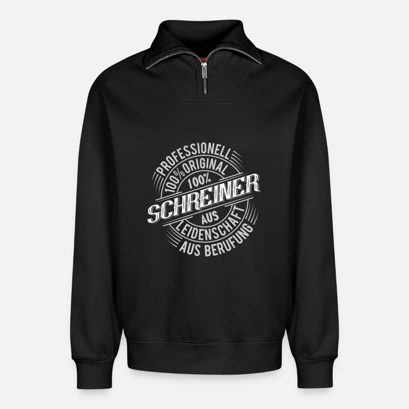 Schreiner - Relaxed Unisex Organic Half Zip Sweatshirt – von SPREAD - Schwarz