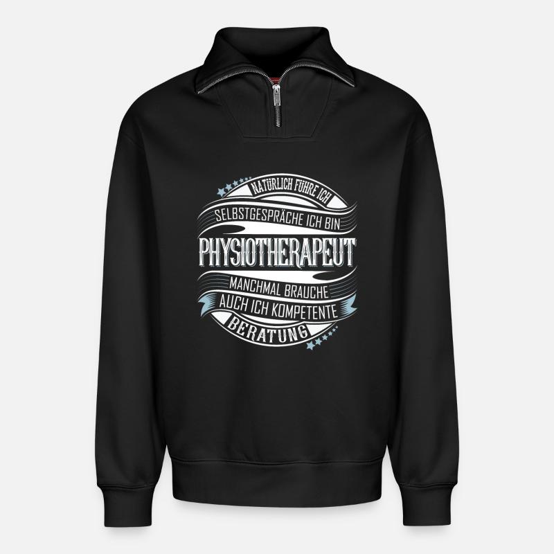 Physiotherapeut - Relaxed Unisex Organic Half Zip Sweatshirt – von SPREAD - Schwarz