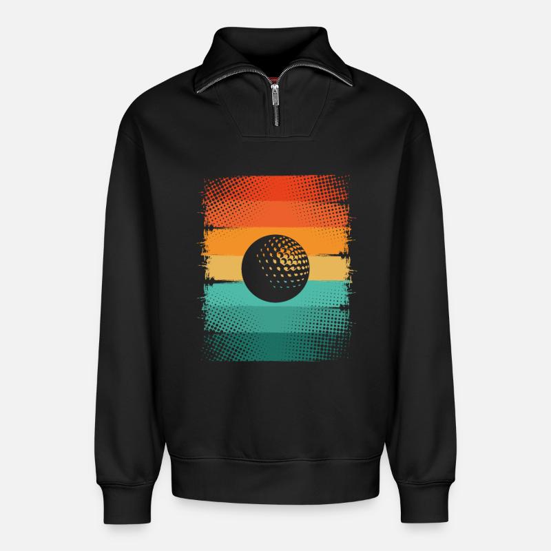 Balle de golf - Sweat unisexe décontracté en coton biologique à demi-zip – de SPREAD - noir
