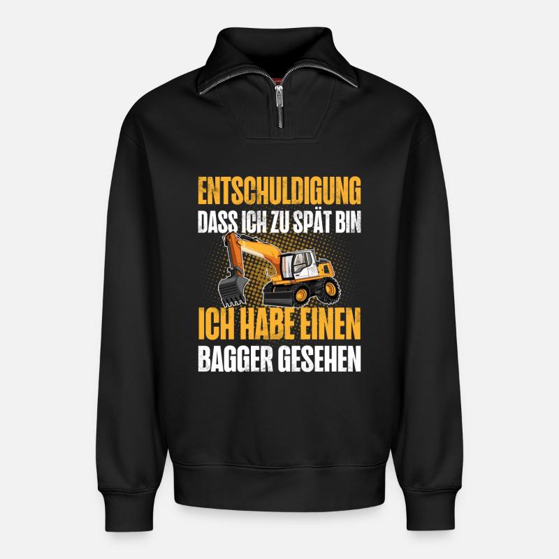 Bagger - Relaxed Unisex Organic Half Zip Sweatshirt – von SPREAD - Schwarz