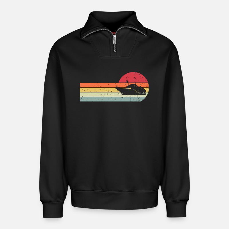Ship - Relaxed Unisex Organic Half Zip Sweatshirt – by SPREAD - black