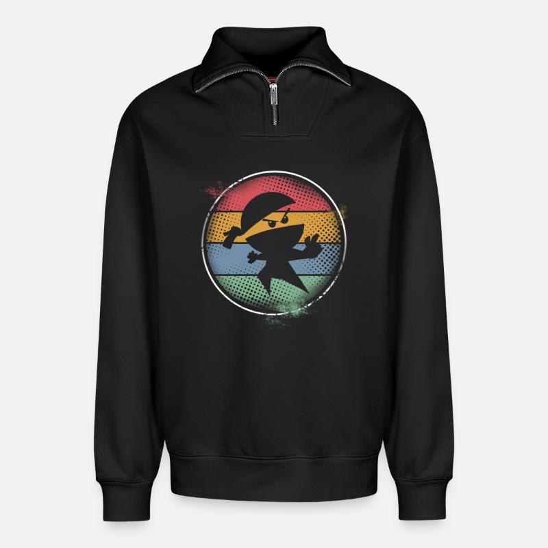 Ninja - Relaxed Unisex Organic Half Zip Sweatshirt – von SPREAD - Schwarz