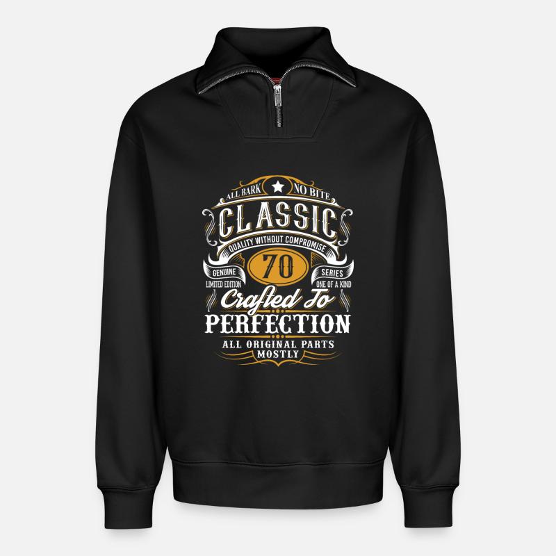 70th birthday - Relaxed Unisex Organic Half Zip Sweatshirt – by SPREAD - black