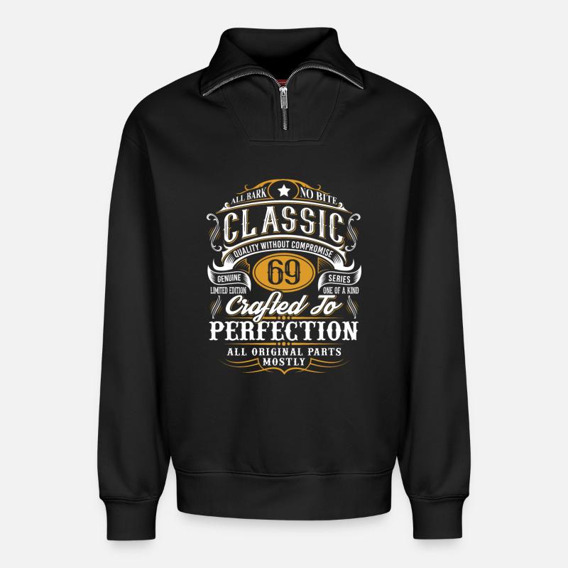 69th birthday - Relaxed Unisex Organic Half Zip Sweatshirt – by SPREAD - black