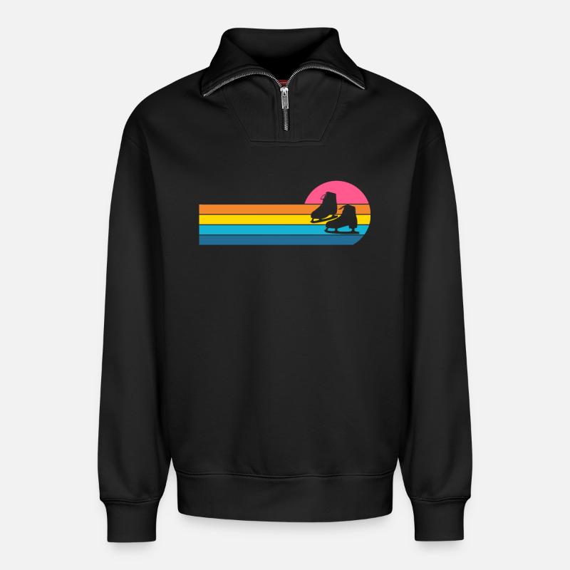 Skate - Relaxed Unisex Organic Half Zip Sweatshirt – by SPREAD - black
